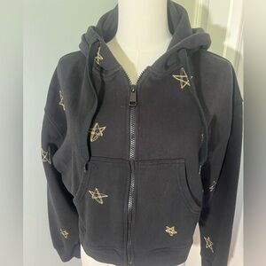 HOLYLAND Civilians Black Hoodie with Star Embroidery Size Small